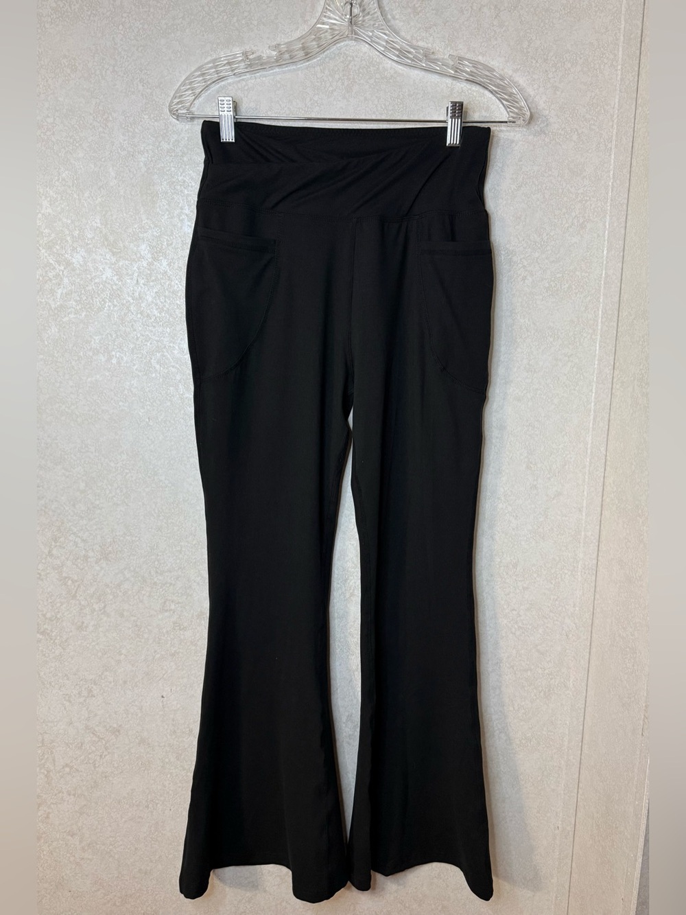 High-Rise Crossover Black Flare Leggings
